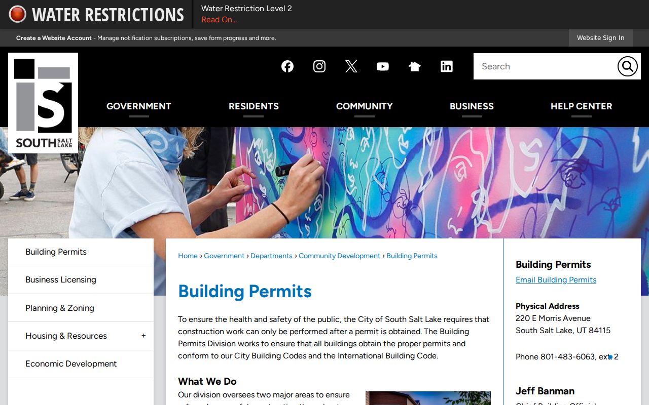 South Salt Lake Building Permits address record resource