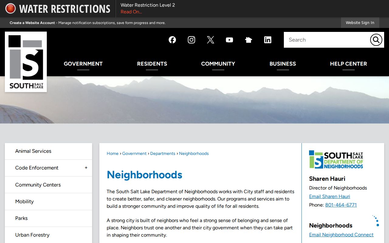 South Salt Lake Neighborhoods Department map and outreach resource