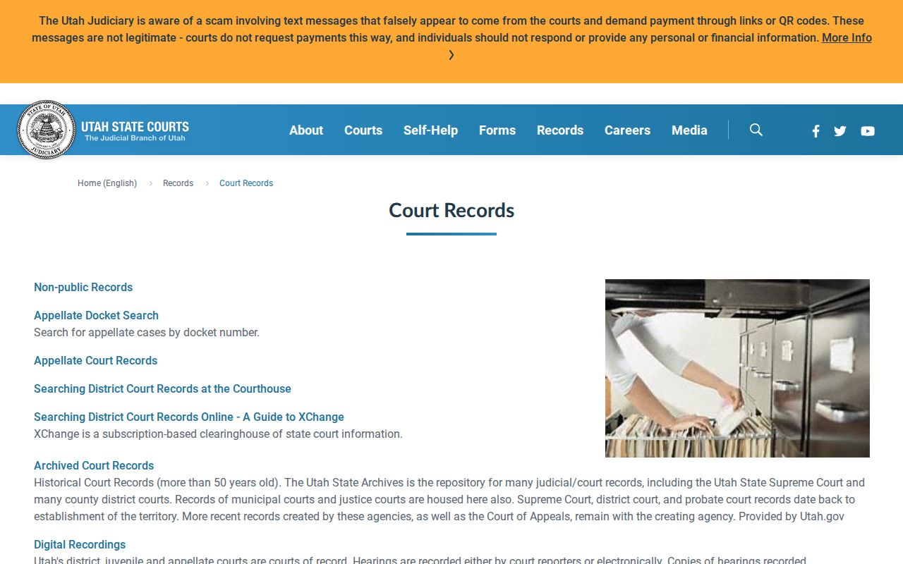 Utah Courts record access information for a South Salt Lake resident lookup